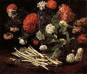 Giovanni Martinelli Still Life with Roses,Asparagus,Peonies,and Car-nations France oil painting reproduction